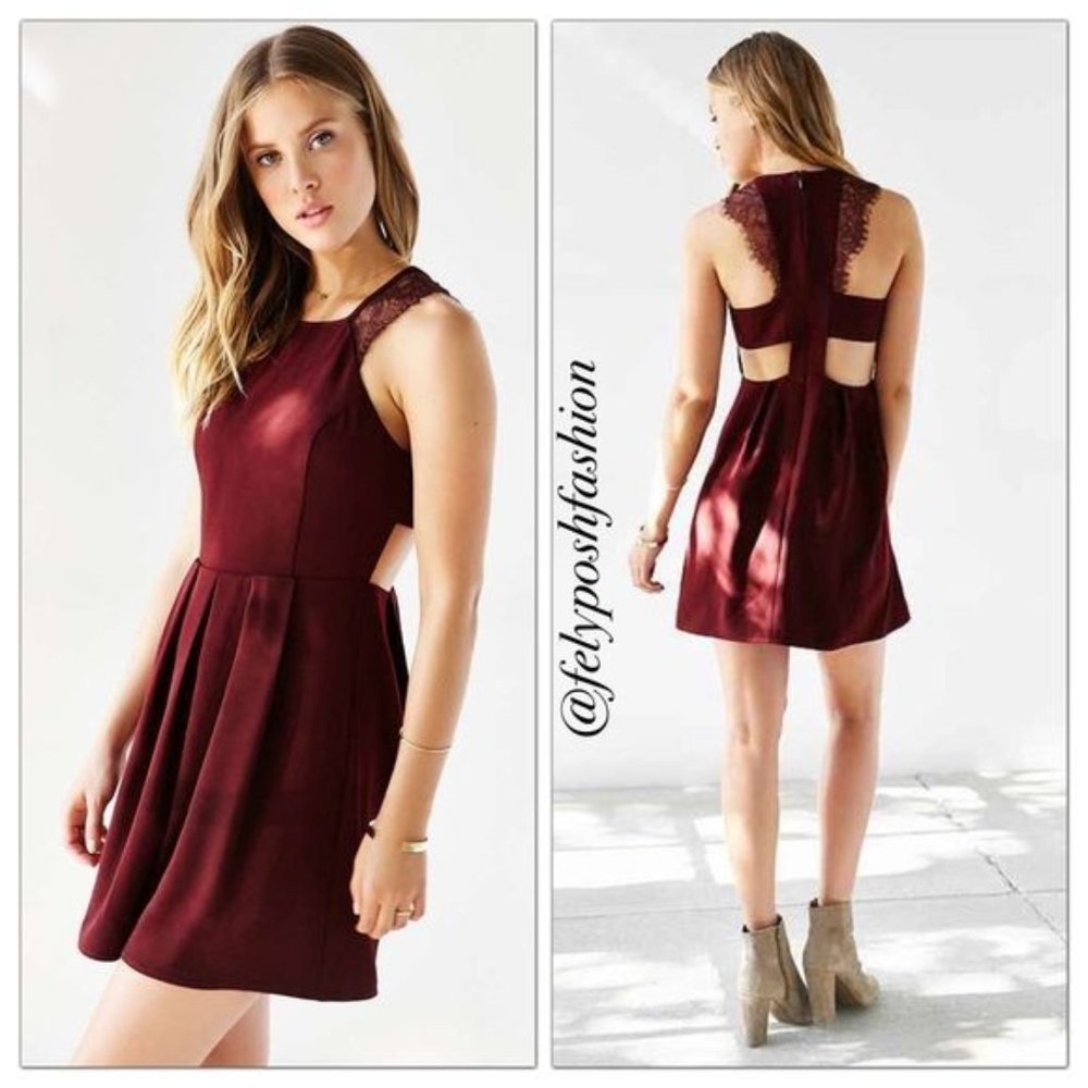 Urban Outfitters Maroon Lace Edge Dress